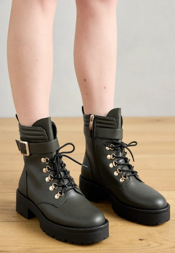 Platform ankle boots - moss
