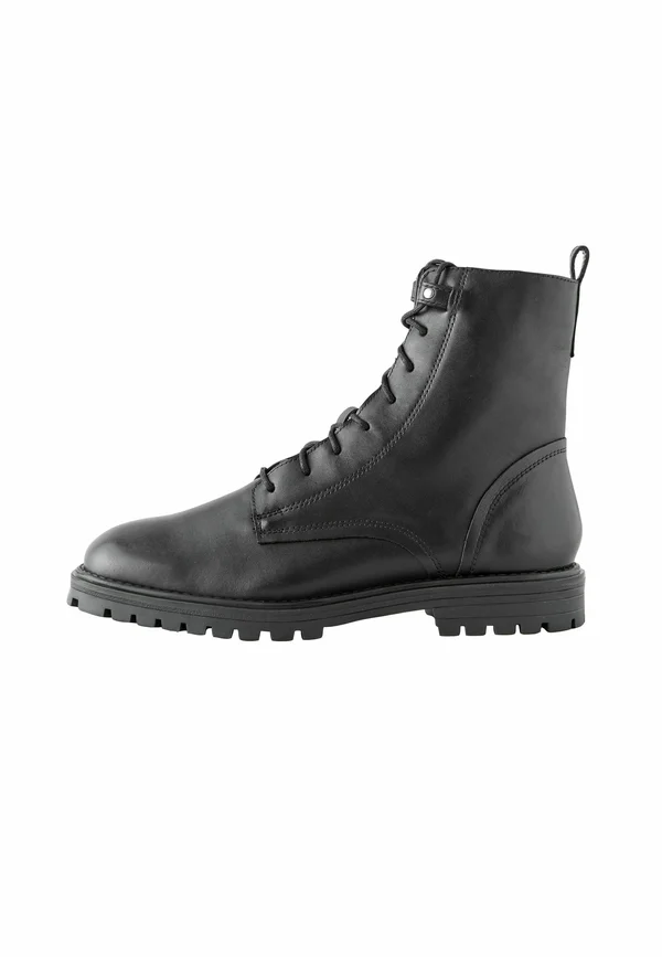 Platform ankle boots - new black leather