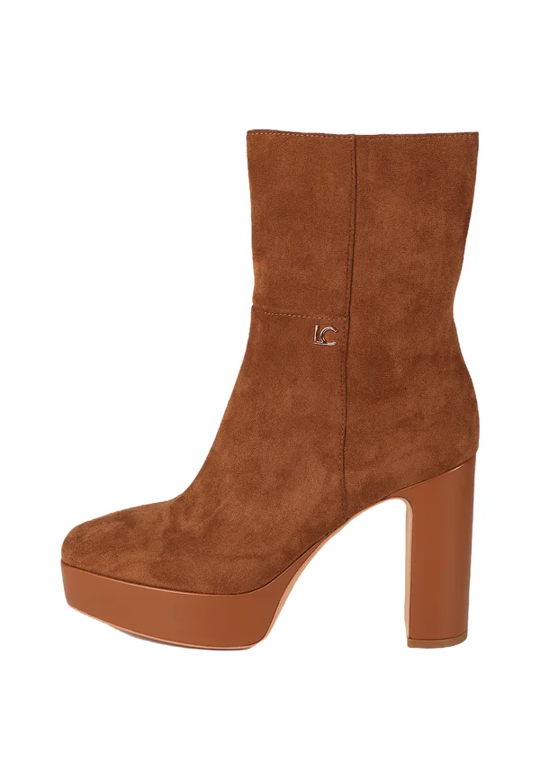 Platform ankle boots - tobacco