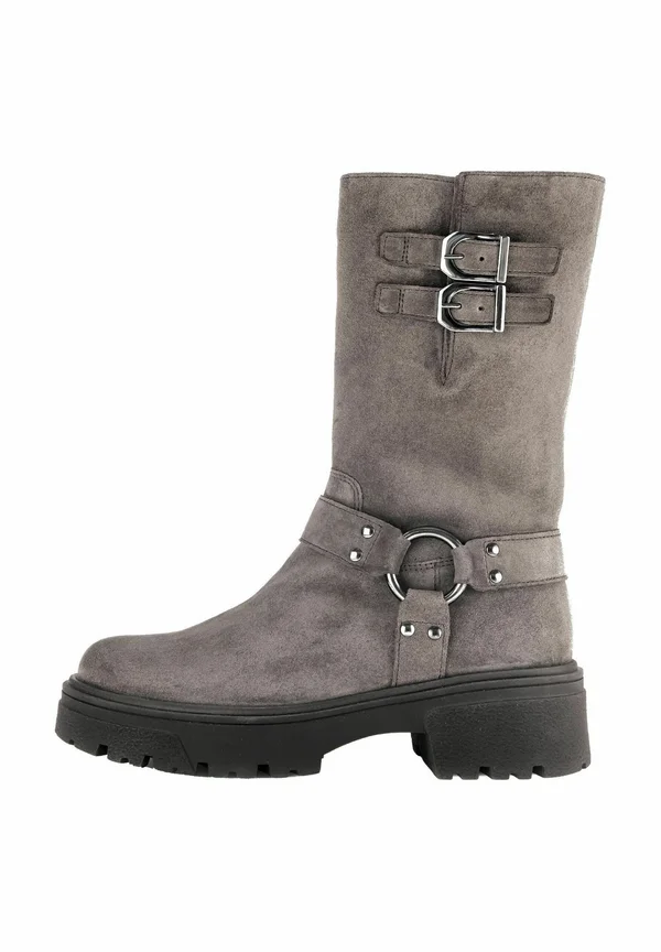 Platform boots - mohair altsilber