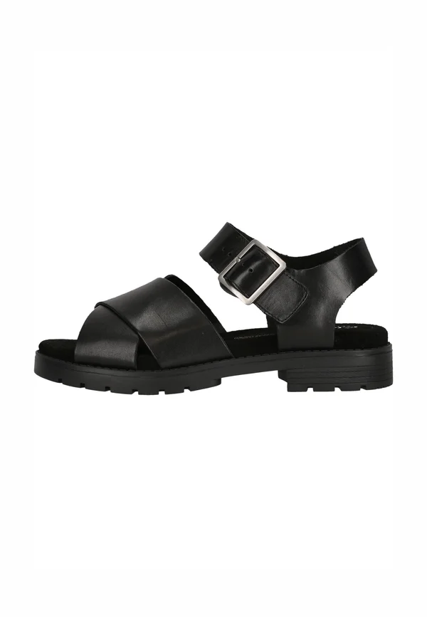 Platform sandals - black leather