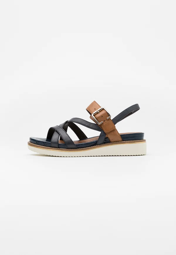 Platform sandals - navy/cognac