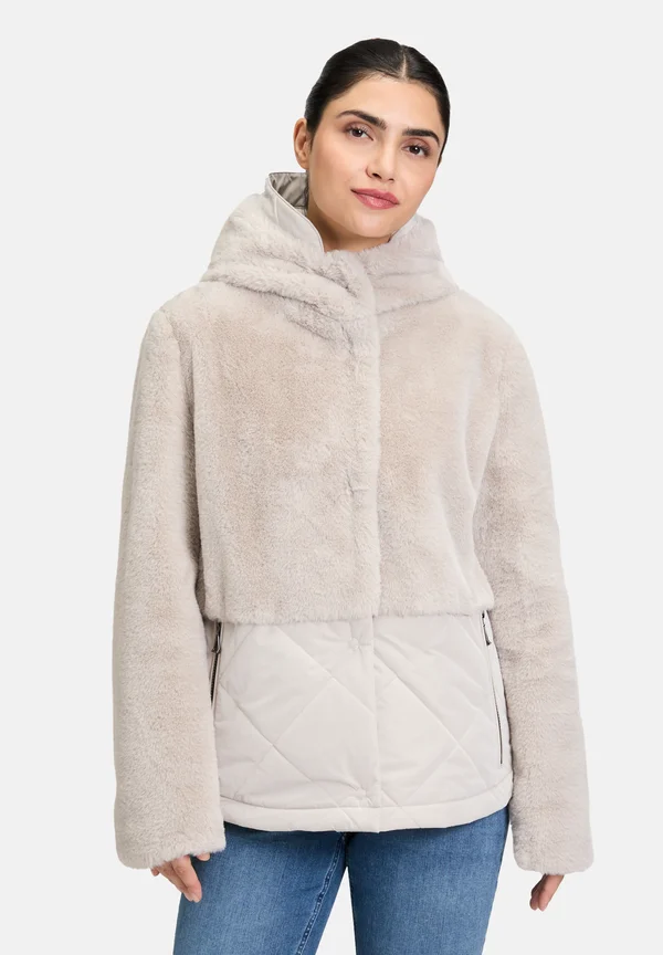 PLÜSCH MIT KAPUZE - Winter jacket - hellgrau