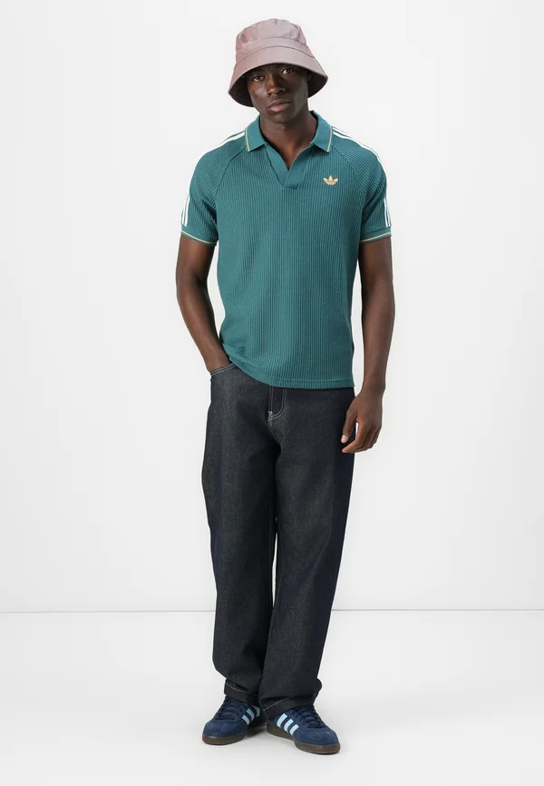 Polo shirt - tech green   hazy orange   white