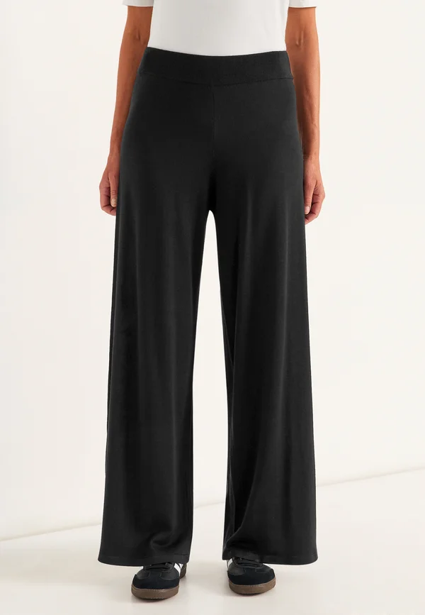 PREMIUM IN EXTRA FINE MERINO  - Trousers - black