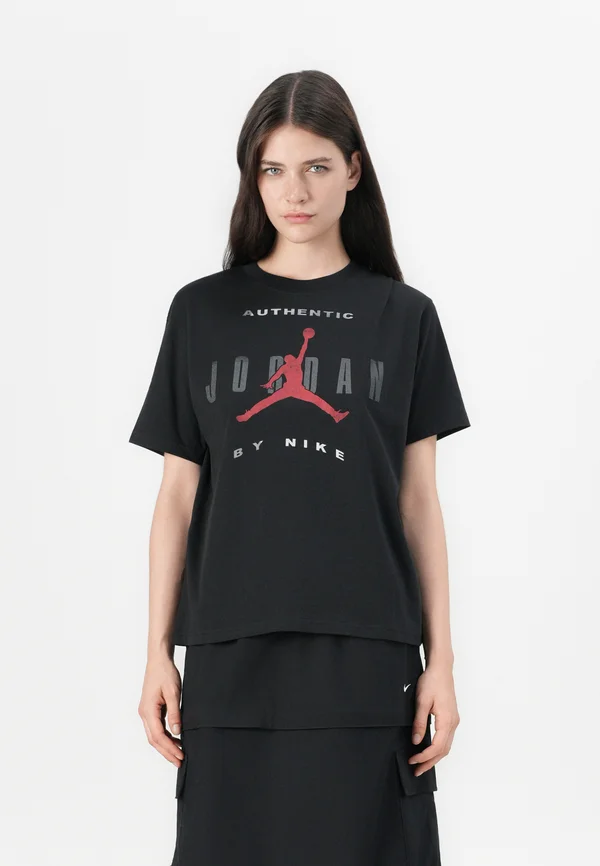 Print T-shirt - black/iron grey/university red