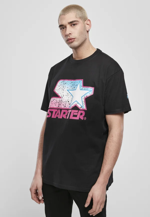 Print T-shirt - blk/pink