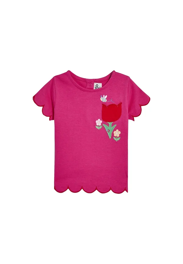 Print T-shirt - fuchsia pink bee flower