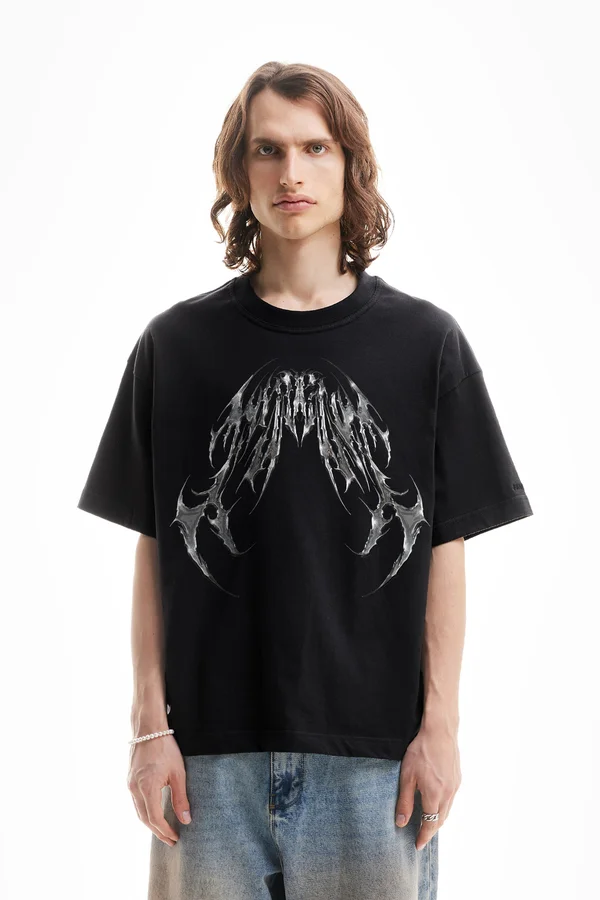 Print T-shirt - metal black