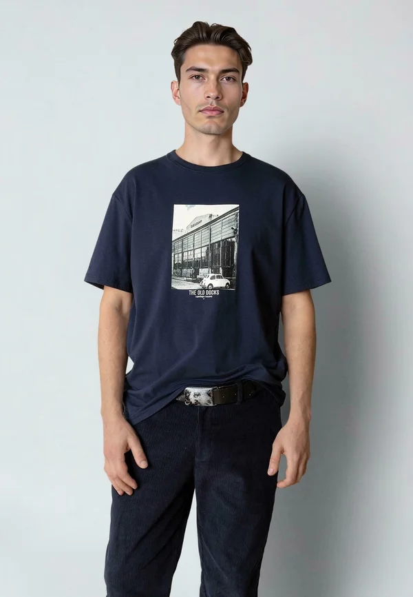 Print T-shirt - navy