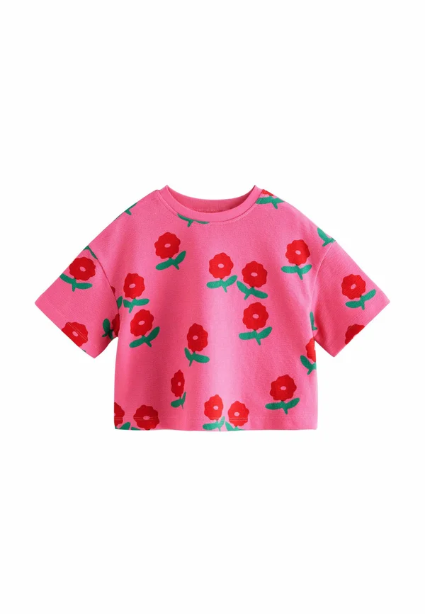 Print T-shirt - pink red flower