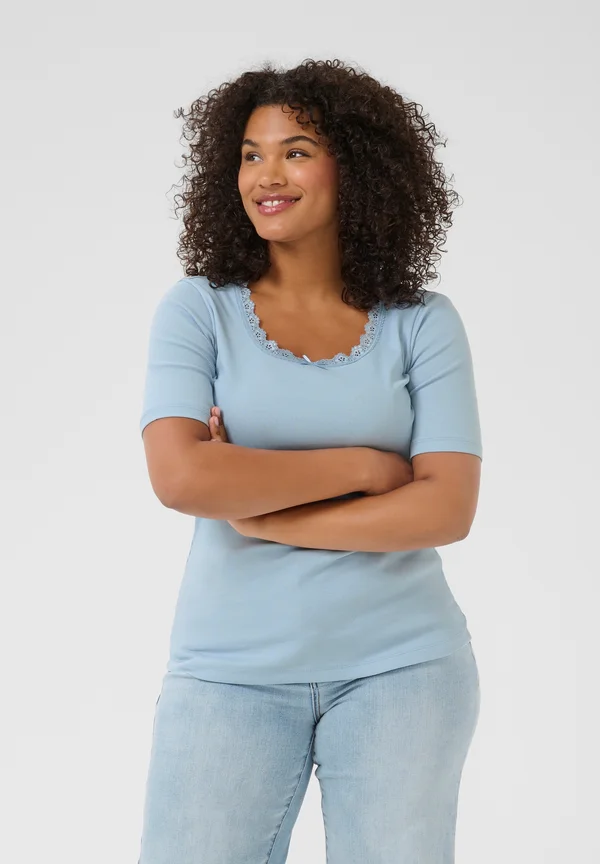 Print T-shirt - soft chambray