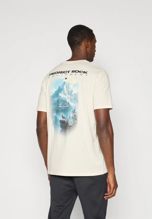 Print T-shirt - stone/black