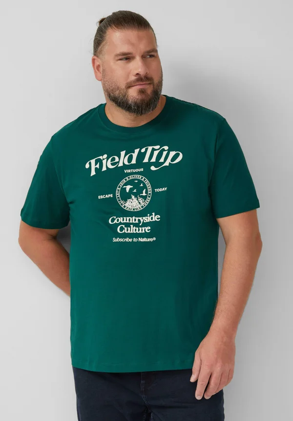 Print T-shirt - tannengrün