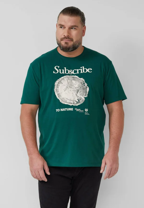 Print T-shirt - tannengrün
