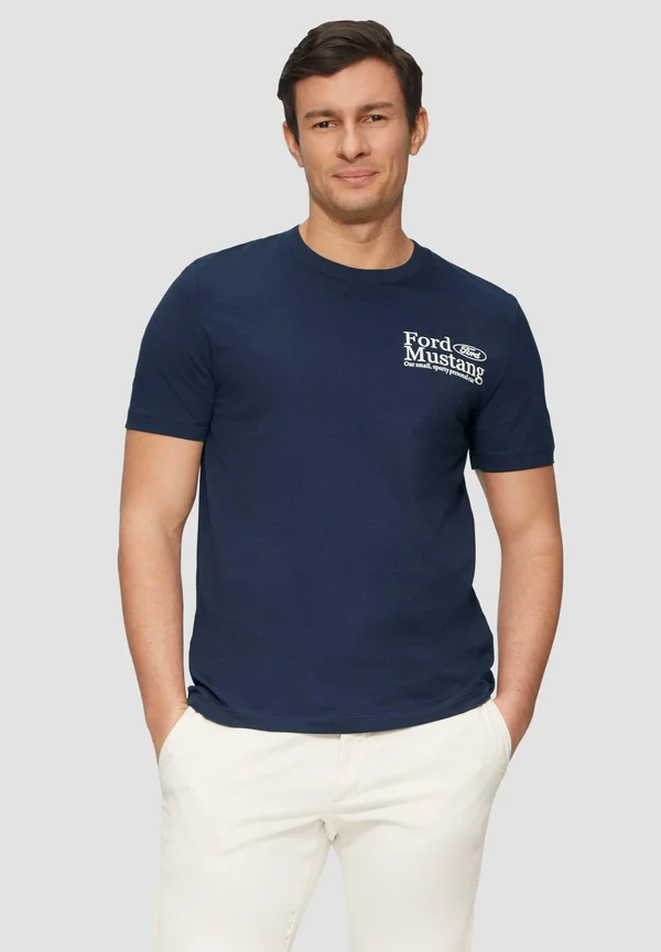 Print T-shirt - tiefblau