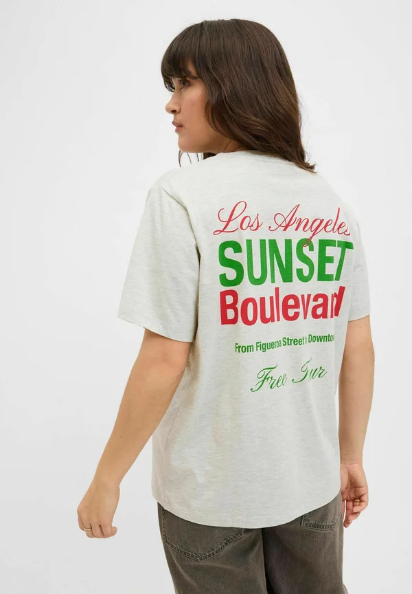 Print T-shirt - white melange