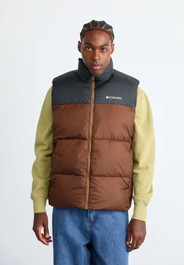 PUFFECT VEST - Waistcoat - tobacco/black