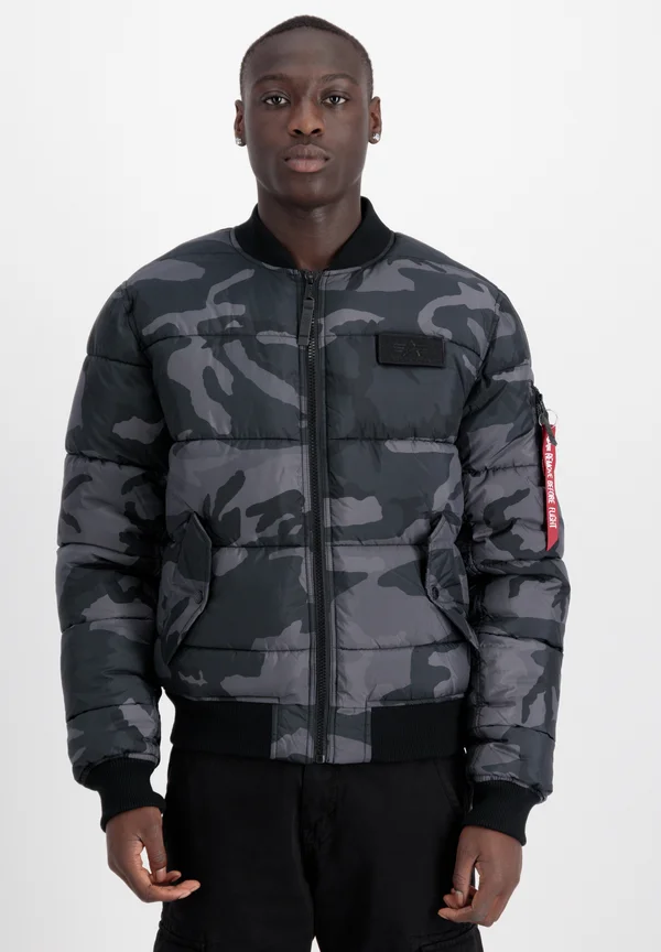 PUFFER - Bomber Jacket - black camo