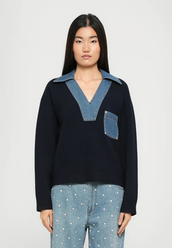 PULL AVEC COL VAREUSE  - Jumper - marine