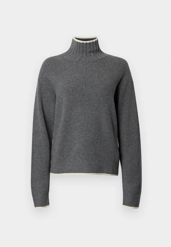PULL COL ROULE CABLES ET RAYURES - Jumper - gris