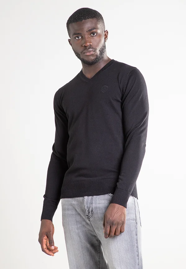 PULL COL V - Jumper - black