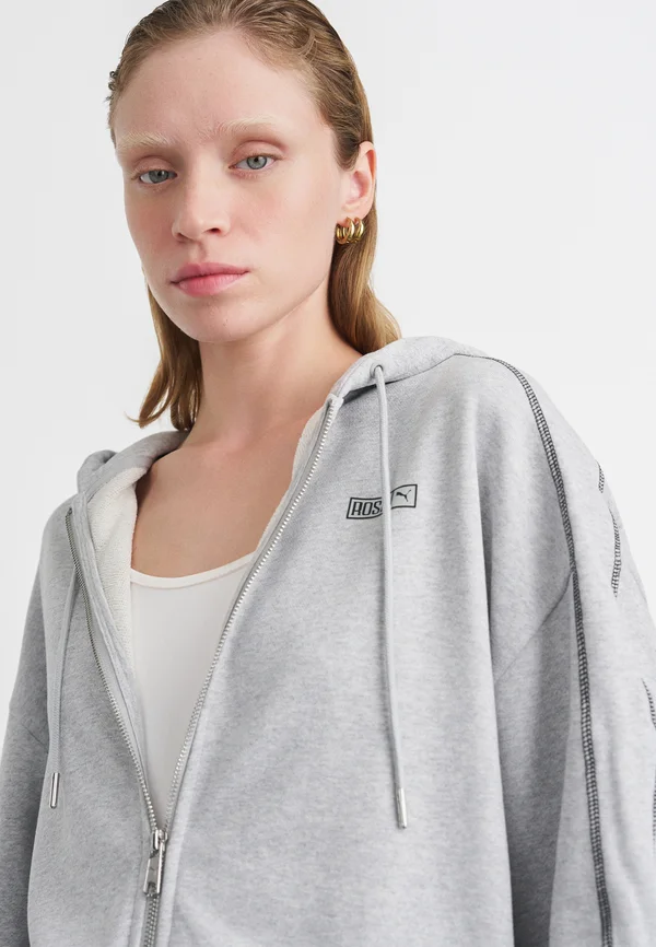 PUMA X ROSÉ OVERSIZED FULL ZIP HOODIE  - Zip-up sweatshirt - flat light gray heather