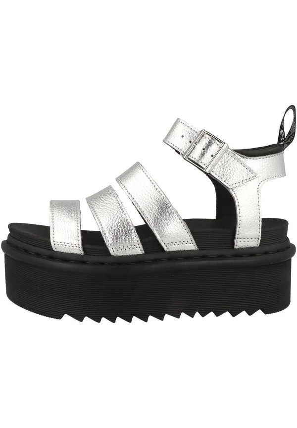QUAD - Platform sandals - silver metallic tumble