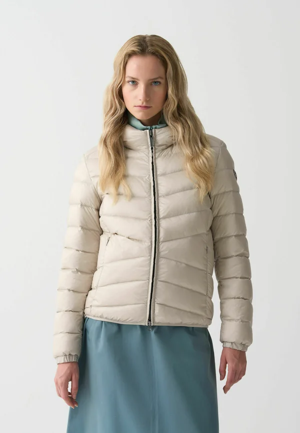 QUITTED WITH HOOD - Down jacket - beige