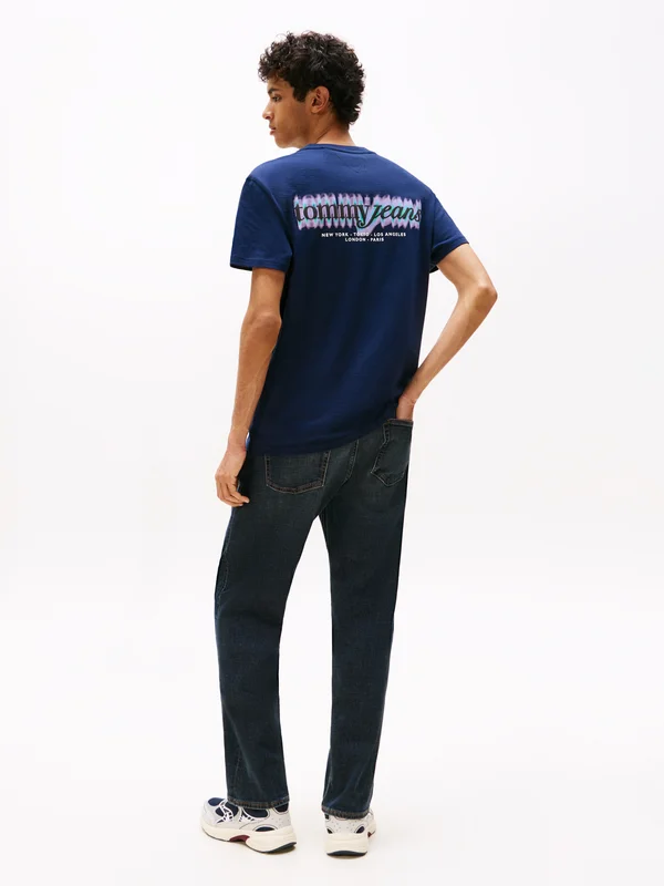 REG BLUR SCRIPT BACK TEE UNISEX - Print T-shirt - dark night navy