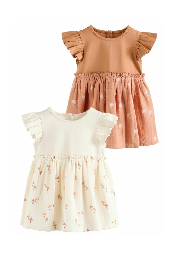 REGULAR FIT - 2 PACK - Day dress - brown and ecru printed