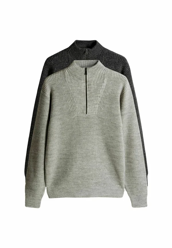 REGULAR FIT - 2 PACK QUARTER ZIP  - Jumper - grey marl