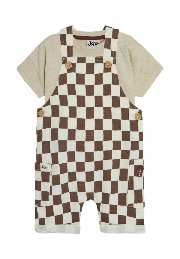 REGULAR FIT - 2-PIECE CHECKERBOARD SET - Basic T-shirt - stone