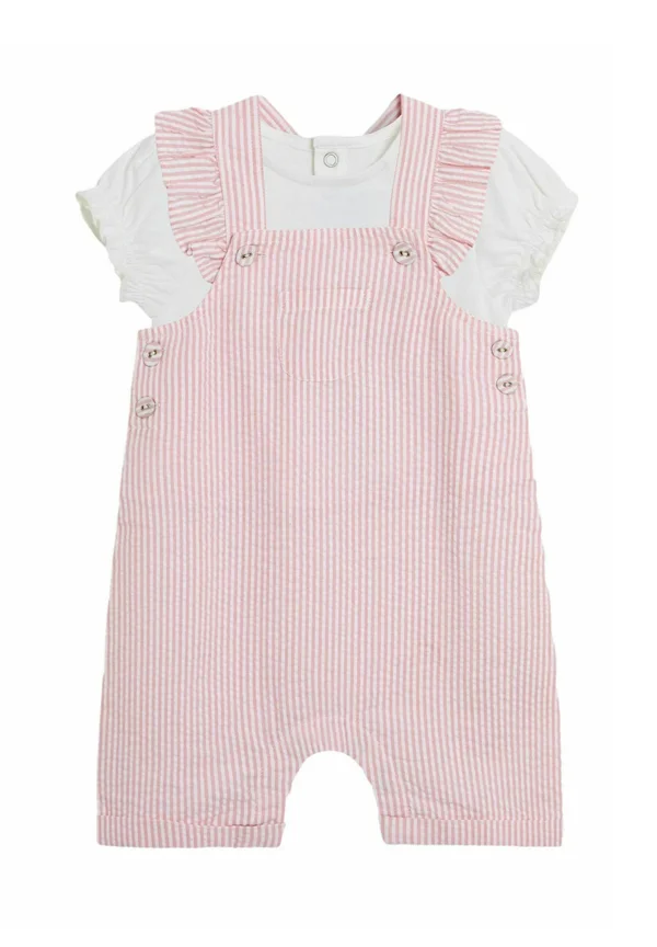 REGULAR FIT - 2-PIECE SEERSUCKER STRIPE SET - Print T-shirt - pink