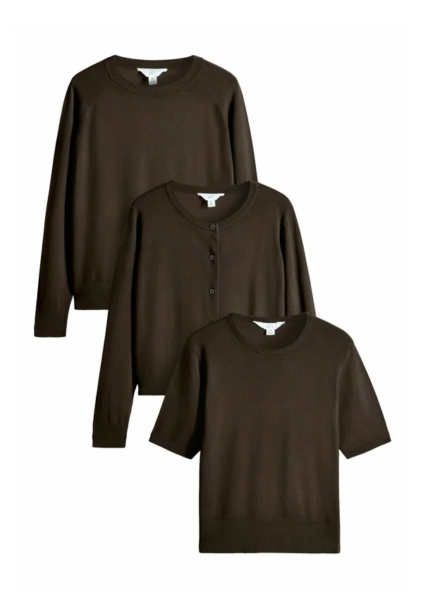 REGULAR FIT - 3 PACK BUNDLE - Basic T-shirt - chocolate brown