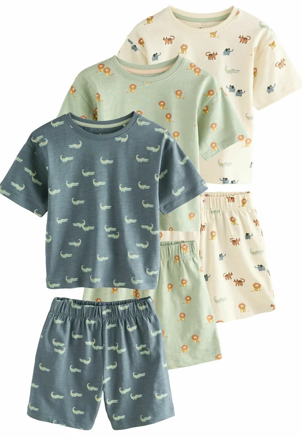 REGULAR FIT - 3 PACK - Pyjama set - blue ecru mini animal