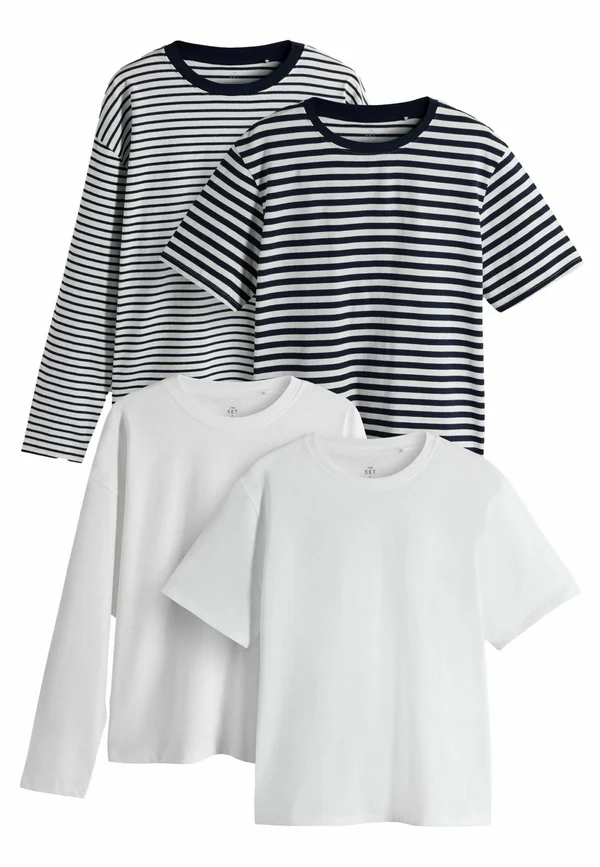 REGULAR FIT - 4 PACK LONG SLEEVE AND SHORT SLEEVE - Print T-shirt - navy stripe white