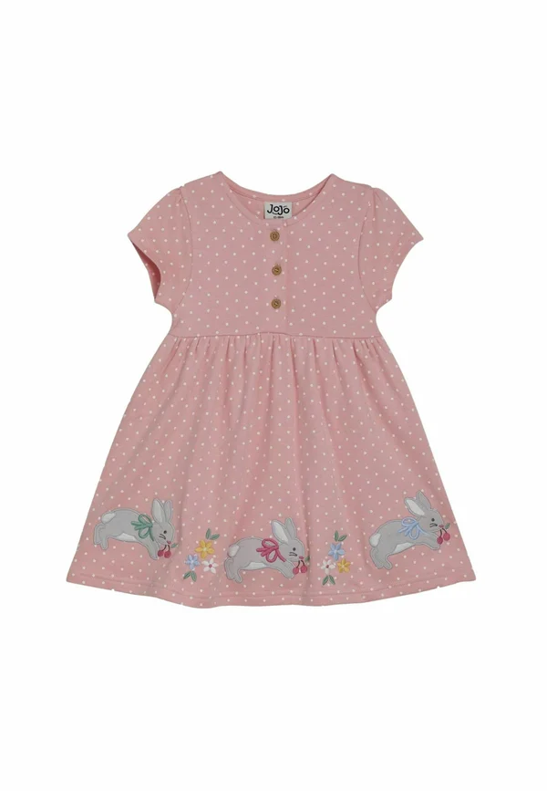 REGULAR FIT - APPLIQUÉ BUTTON FRONT - Jersey dress - pink bunny