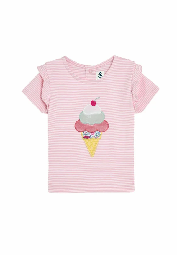 REGULAR FIT-APPLIQUÉ FRILL SHOULDER - Print T-shirt - pink ice cream