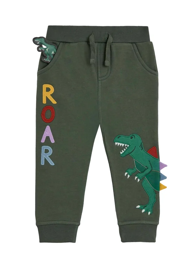 REGULAR FIT APPLIQUÉ  - Tracksuit bottoms - khaki green roar