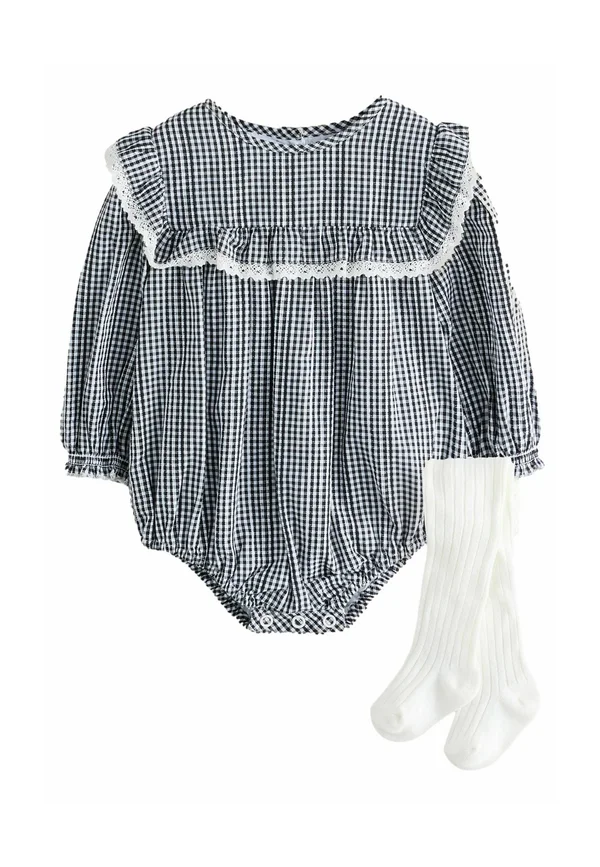 REGULAR FIT - BLOOMER WITH 2 PIECE SET - Body - grey  white gingham check
