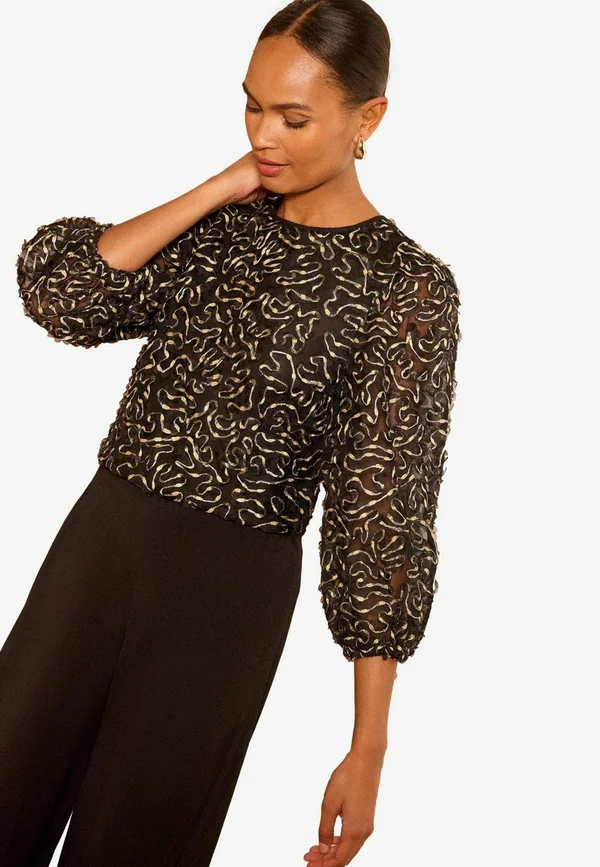 REGULAR FIT  - Blouse - black gold metallic