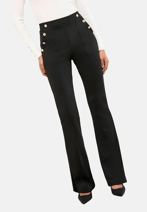 REGULAR FIT - BOOT LEG  - Trousers - black gold button detail