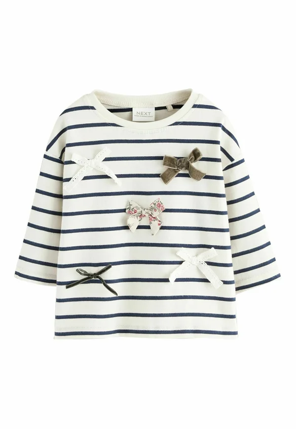REGULAR FIT-BOW APPLIQUE - Long sleeved top - monochrome stripe