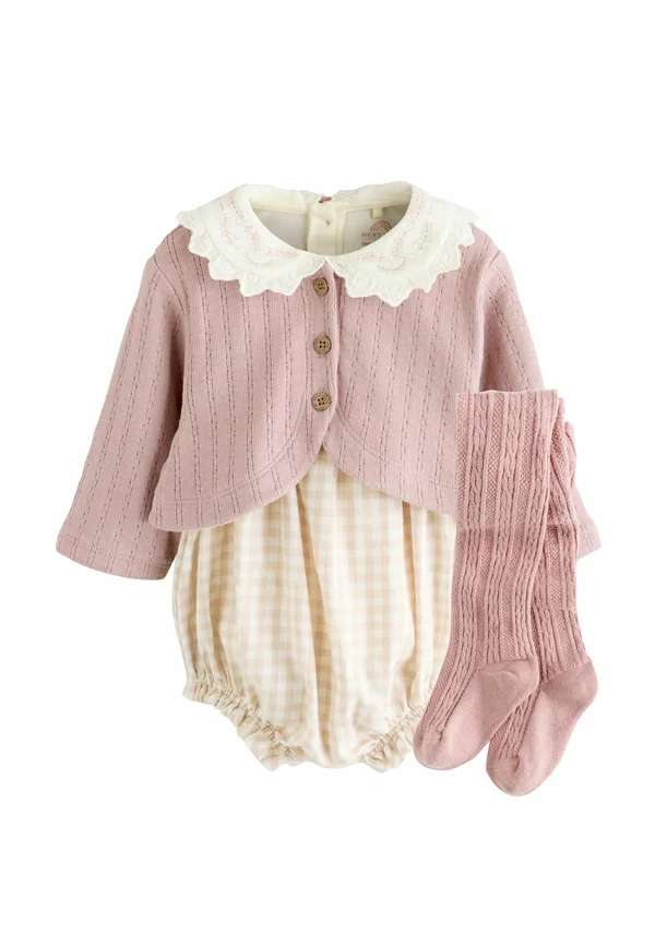 REGULAR FIT - BUBBLE ROMPER LONG SLEEVE AND 4 PIECE SET  - Body - pink