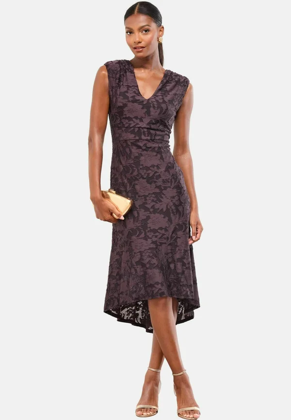 REGULAR FIT - BURNOUT FIT AND FLARE MIDI - Day dress - burgundy/red