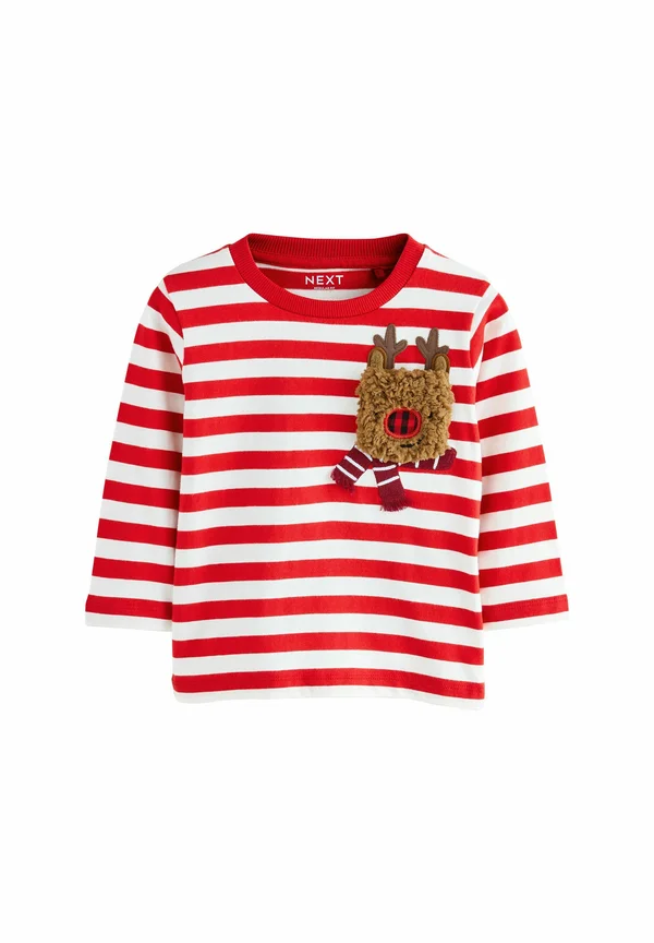 REGULAR FIT - CHRISTMAS - Long sleeved top - white/red reindeer pocket