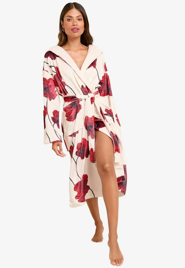 REGULAR FIT - Dressing gown - red and cream rose print