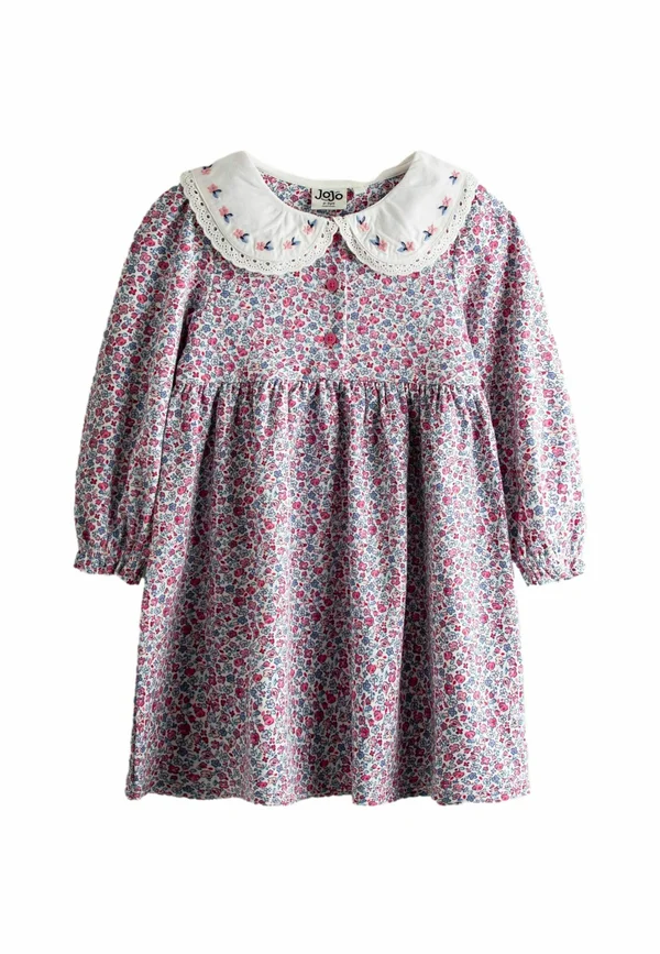 REGULAR FIT - EMBROIDERED COLLAR BUTTON FRONT - Jersey dress - pink ditsy floral
