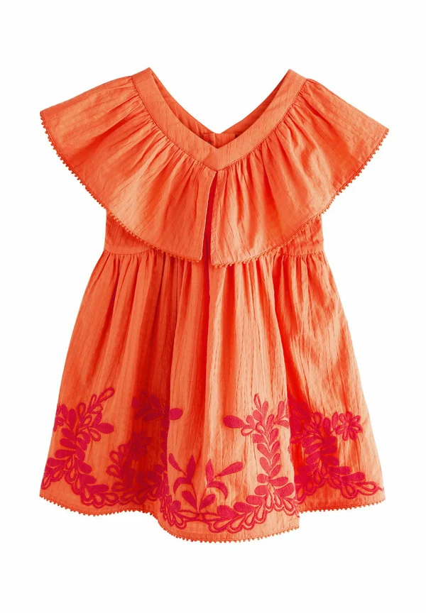 REGULAR FIT - EMBROIDERED - Day dress - orange